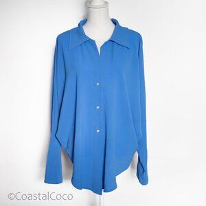 Vici Oversized Dolman Sleeve Blouse XL Button Down Relaxed Tunic Office Resort